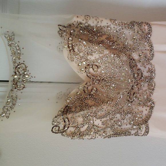 Size Small Embellished Fashion Nova Cream Gown - Picture 2 of 4